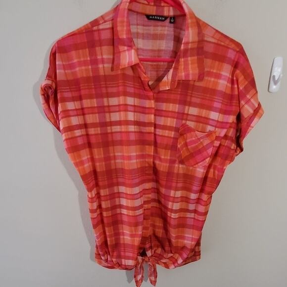 HANNAH PLAID button up shirt‎ size large - Picture 1 of 5